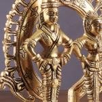 Pure Brass Vitthal Rukmani with Prabhavali | 8.7" x 7.5" x 3.1" (22 x 19 x 8 cm) | 2 kg Sacred Art | Divine Couple Frame Murti